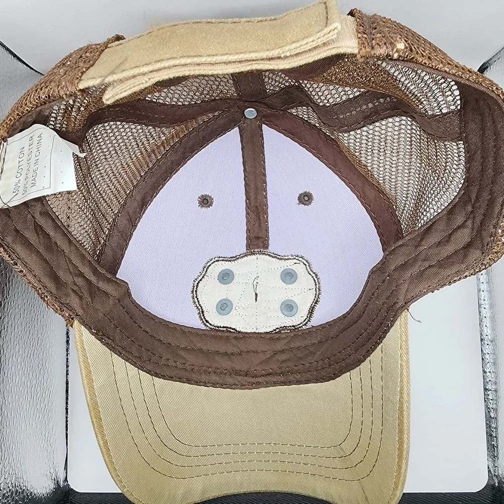 Stockyards Championship Rodeo‎ Trucker Hat Tan Brown Mesh Snapback Western Cap